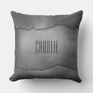 Coussin Faux Ripped Metal personnalisé monogramme jetons o