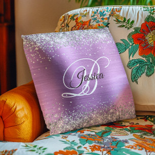 Coussin Faux Shiny Silver Parties scintillant Lavender Foi