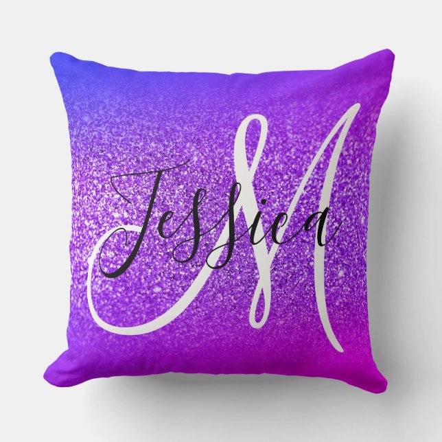 Coussin Faux Violet Parties scintillant Miami Ombre Monogr (Recto)