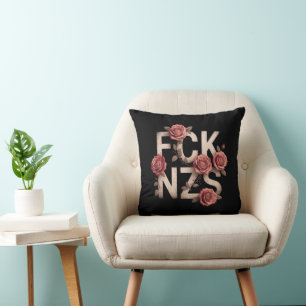 Coussin FCK NZS Fleurs Contre la Droite Pas de Nazis Lgbtq