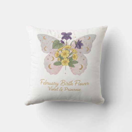Coussin February Birth Flower Decorative Pillow (Verso)