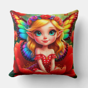 Coussin Fée Arc-en-Ciel pour les Amoureux de Jardin Magiqu