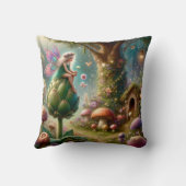Coussin Fée assise sur une illustration magique d'artichau (Verso)