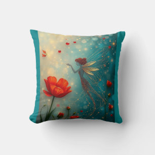 Coussin Fée avec les fleurs du Pavot