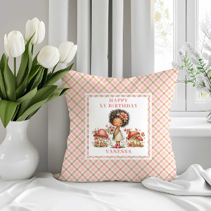 Coussin Fée Capricieuse 6ème Anniversaire Fleurs Roses Lan