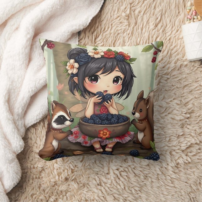 Coussin Fée Chibi et Animaux de la Forêt  (Couverture)