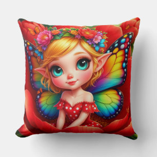 Coussin Fée de Fleur Colorée Pour Amateurs de Fantaisie