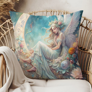 Coussin Fée de lune enchantée - Art Imaginaire céleste