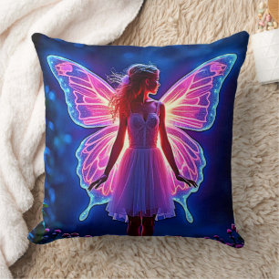 Coussin Fée de papillon mystique éclatante