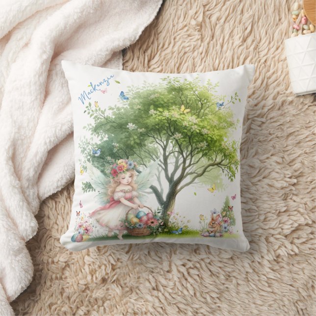 Coussin Fée de printemps de Pâques à l'aquarelle (Couverture)