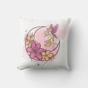 Coussin Fée d'Imaginaire mignonne sur la lune