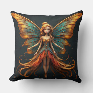 Coussin Fée Envoûtante aux Ailes Colorées