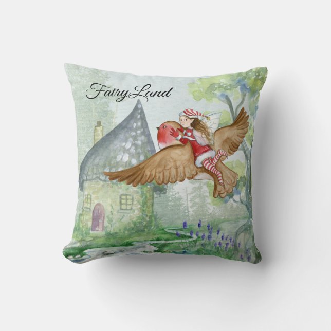 Coussin Fée Et Oiseau (Recto)