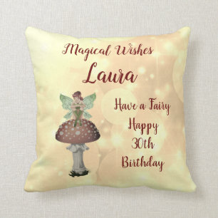Coussin Fée personnalisée Joyeux 30e anniversaire