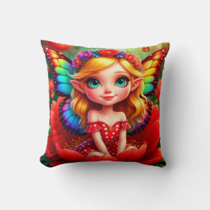 Coussin Fée Princesse Fantaisie Florale Chambre Enfant Mig