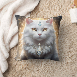 Coussin "Feline Fortune : Le Diva Déchiré De Diamant"