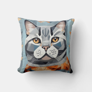 Coussin Feline Geometry British Shorthair