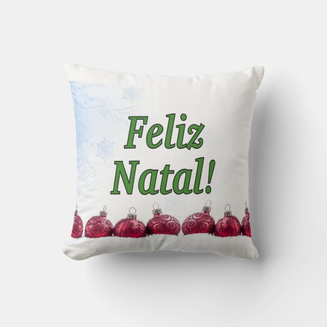 Coussin Feliz Natal ! Joyeux Noël en gf portugais (Recto)