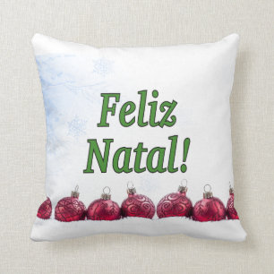 Coussin Feliz Natal ! Joyeux Noël en gf portugais