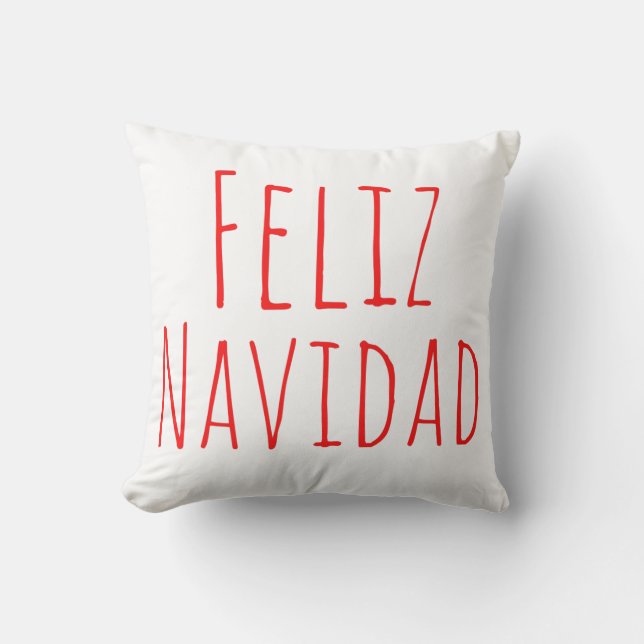 Coussin Feliz Navidad Red White Noël (Recto)