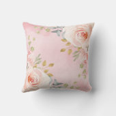 Coussin Feminine Fox Blush Floral Boho Woodland Nursery (Verso)