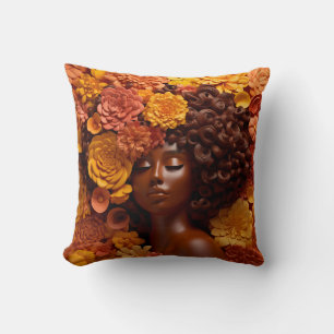 Coussin Femme afro-américaine Reine noire Melanin Poppin