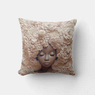 Coussin Femme afro-américaine Reine noire Melanin Poppin