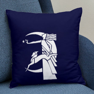 Coussin Femme art déco, chien et lune