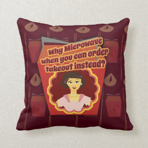Coussin Femme au foyer de micro-onde de Snarky rétro