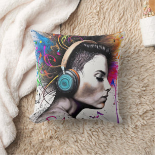 Coussin Femme avec casque