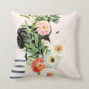Coussin Femme avec des fleurs