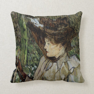 Coussin Femme avec des gants par Toulouse-Lautrec