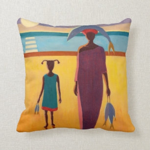 Coussin Femme avec des poissons
