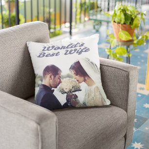 Coussin Femme avec photo texte gris