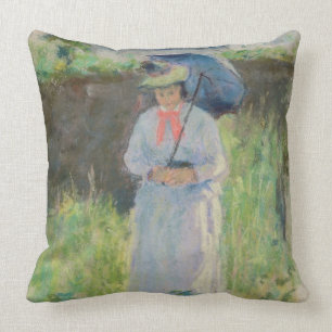 Coussin Femme avec un parasol (en pastel sur le papier)