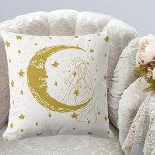 Coussin Femme céleste, lune étoiles, boho, astronomie élég