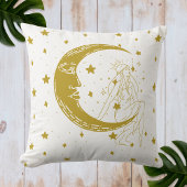 Coussin Femme céleste, lune étoiles, boho, astronomie élég