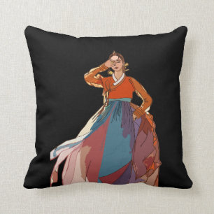 Coussin Femme coréenne gracieuse avec Hanbok