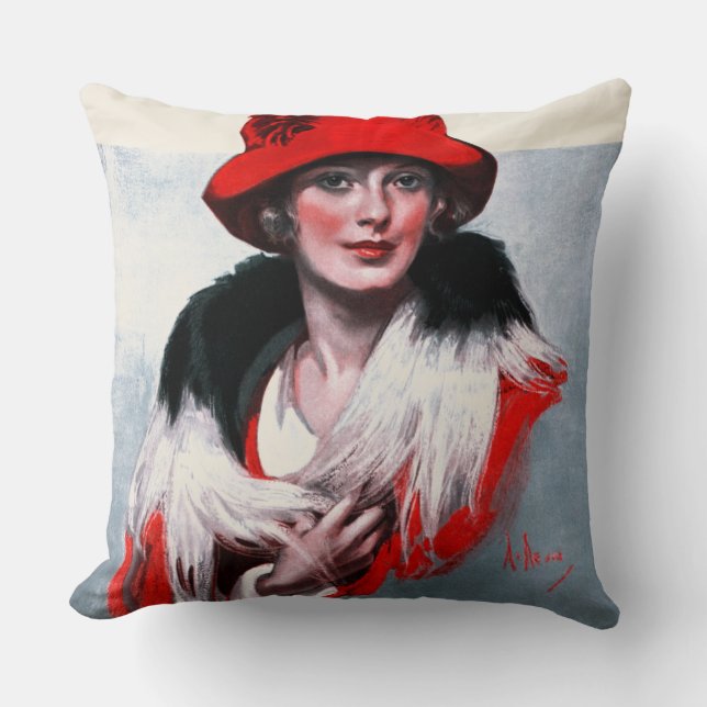 Coussin Femme dans Red Hat (Recto)