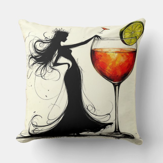 Coussin Femme dansant avec Martini (Recto)