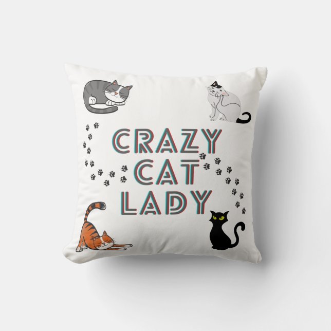 Coussin "Femme de chat folle" lance l'oreiller. (Recto)