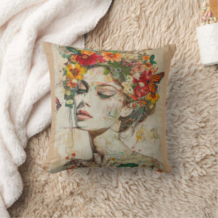 Coussin Femme de Printemps Artistique