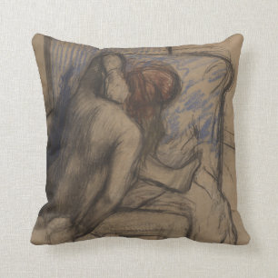Coussin Femme d'Edgar Degas séchant ses cheveux