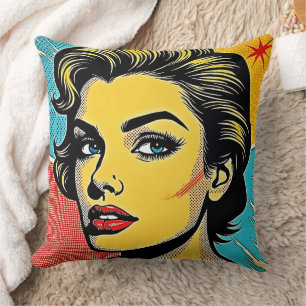 Coussin Femme définie par l'art pop audacieux