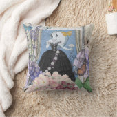 Coussin Femme élégante bleue Robe florale Chic (Couverture)