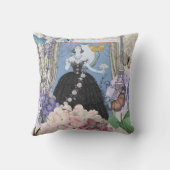 Coussin Femme élégante bleue Robe florale Chic (Verso)