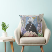 Coussin Femme élégante bleue Robe florale Chic (Chaise)