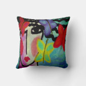 Coussin Femme et papillons Art Abstrait (Verso)