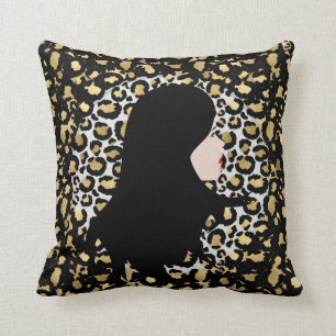 Coussin Femme glamour sur Empreinte de léopard à deux to