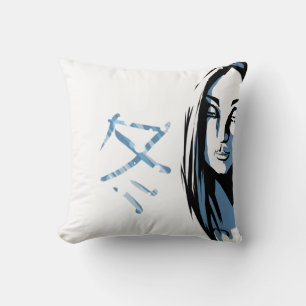 Coussin Femme japonaise avec kanji d'hiver